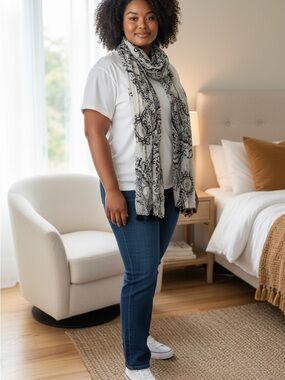 Black & White Paisley Lightweight Scarf - Quagga Green Label